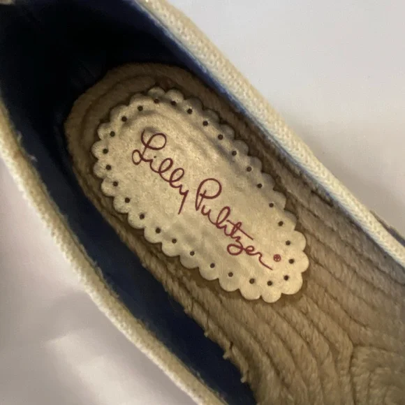 Lilly Pulitzer Lia Espadrilles in true Navy with gold sea horse  size 7 - Picture 13 of 13